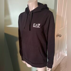 EA7 Emporio Armani Black Logo Hoodie Ladies XL